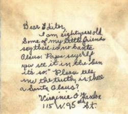 Original letter written by Virginia O’Hanlon from her home at 114 W. 95th St. to the <i>New York Sun</i> in 1897.The letter was verified by the PBS show, Antiques Roadshow.