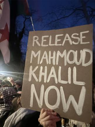 Protestors descended on Gracie Mansion on March 11 after Mayor Eric Adams refused to take a stand condemning the arrest of Palestinian activist Mahmoud Khalit.