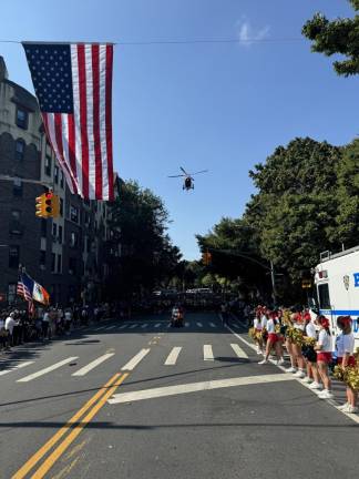 NYPD Aviation fly by before the race.