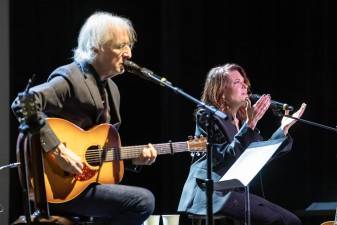 An Evening with Rosanne Cash (right), the multi-Grammy winner who was performing songs from her lyrical body of work with her husband, John Leventhal ,was enhanced when she brought on “mystery guest” Elvis Costello to join her later in the show.