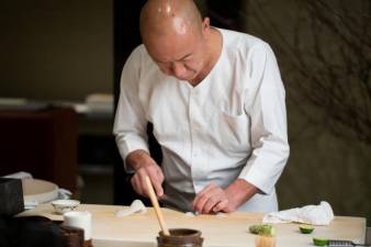 Masayoshi Takayama, know to foodies at Chef Masa at the NYC’s only Michelin-starred sushi restaurant at 10 Columbus Circle is also the chef/owner of <a rel=nofollow noopener noreferrer href=http://www.barmasanyc.com/ target=_blank>Bar Masa</a> (located next door to Masa and is the chef at <a rel=nofollow noopener noreferrer href=http://www.kappomasanyc.com/ target=_blank>Kappo Masa</a> at 976 Madison Avenue in partnership with famed art gallerist Larry Gagosian. Photo: Masa Restaurant