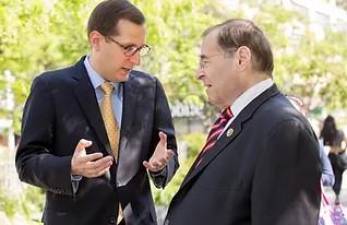 Micah Lasher (left) the former policy director for Gov. Kathy Hochul in Albany, was backed by most establishment Democrats on the UWS, including Congressman Jerrold Nadler (right).