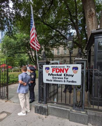 Welcome to FDNY Medal Day Entrance For Medal Winners &amp; Families on Park Row.