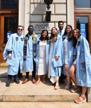 Fazil Khan (rear) at his graduaton from Columbia University Graduate School of Journalism.