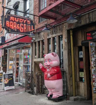 Rudy’s Bar &amp; Grill, famous for its beer and hot dog combo, looking southwest down 9th Ave.