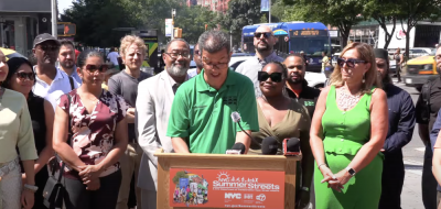 Ydanis Rodriguez in a press conference in Harlem on June 25, talking about Summer Streets 2024.