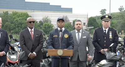 Adams, Caban and NYPD executives made a public safety announcement on Wednesday detailing their summer enforcement strategy to remove illegal vehicles from NYC streets.