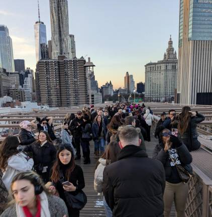 Dozens of Illegal Vendors— &amp; One Giant Ape—Reclaim Brooklyn Bridge from City