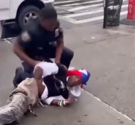 Ernst Delma being subdued by a Bronx cop in an earlier incident on Aug. 9, 2024.