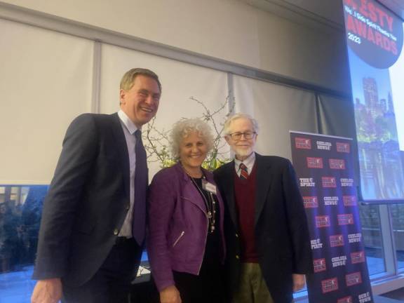 NY1 Anchor Pat Kiernan, Publisher Jeanne Straus, and former Assembly Member Richard Gottfried.