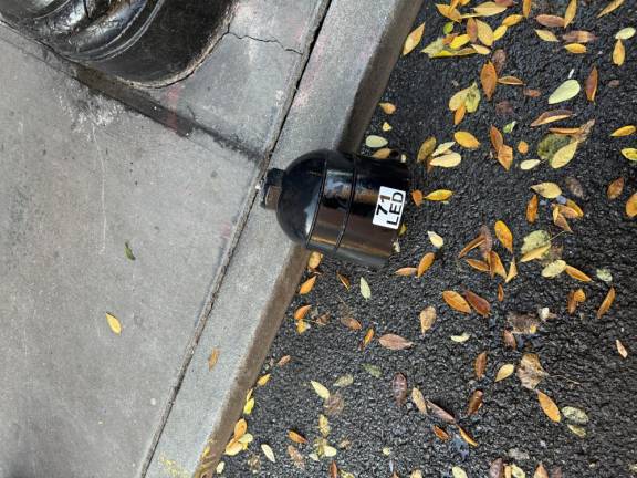 The LED bulb of the streetlamp fixture that reportedly fell on W. 72nd St. on Saturday, Nov. 30.