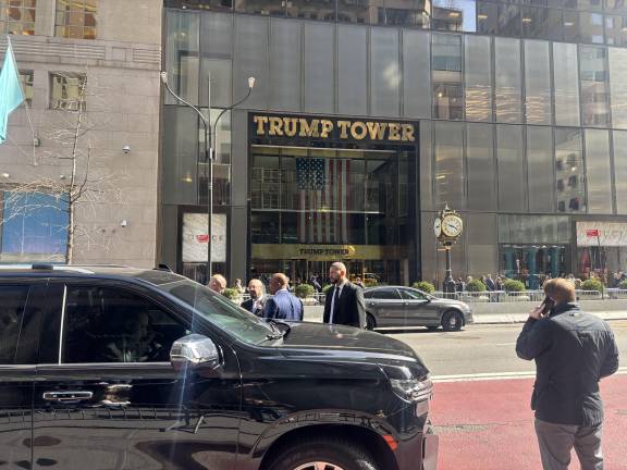 Police outside Trump Tower on March 13 following the arrest of 98 protestors inside who demanded that Palestinian student protest leader Mahmoud Khalil be freed.