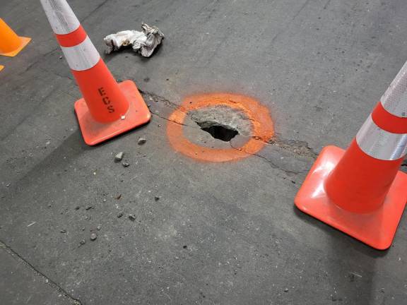 A hole found at Hudson View Garage on W. 51st St.