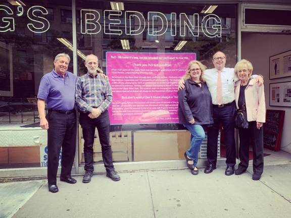 At Long's Bedding on West 72nd St. (from left to right): Bob Tunison, Joel Spector, Terri Long, Bob Long and Judie Long. Photo courtesy of Terri Long