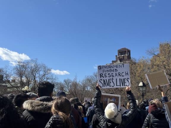 A rally for science, research and the future of medicine drew hundreds of supporters to Washington Square Park on March 7.