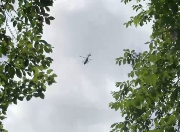 A police helicopter pictured on June 24, during a search for an attempted rape suspect in Central Park.