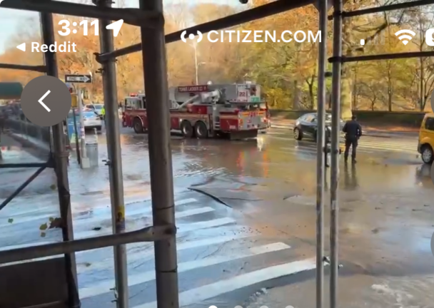 A water main break at Central Park West and W. 102nd St. halted subway service on the A, C, B and D lines in Manhattan and knocked out water service to eight buildings on the UWS.