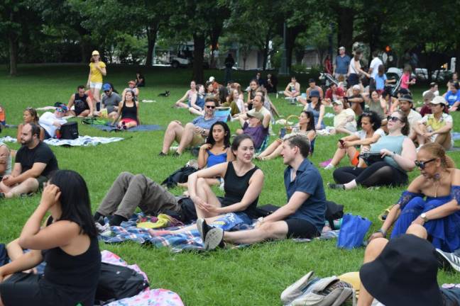 Audiences came with blankets and beach chairs, filling up Clinton Cove at Hudson River Park for Broadway by the Boardwalk.