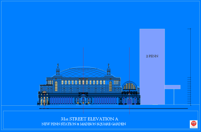 31st Street view with 2 Penn Plaza