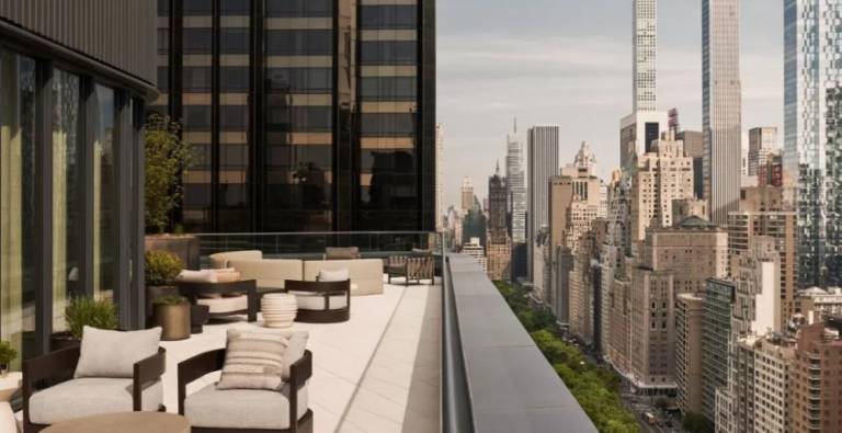 The 27-story Anagram building from which the unidentified man tumbled on July 27, features outdoor areas including a penthouse terrace with spectacular views of the city. Photo: Anagram Columbus Circle