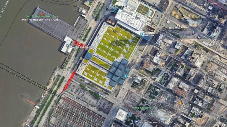 Aerial view of the portion of Hudson River Park which the foundation that oversees the parkland now wants to spend $65 million to renovate.