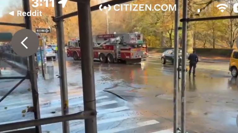 A water main break at Central Park West and W. 102nd St. halted subway service on the A, C, B and D lines in Manhattan and knocked out water service to eight buildings on the UWS.