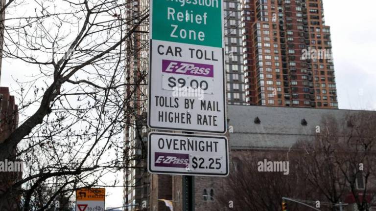 Signs highlighting the new congestion pricing zone.