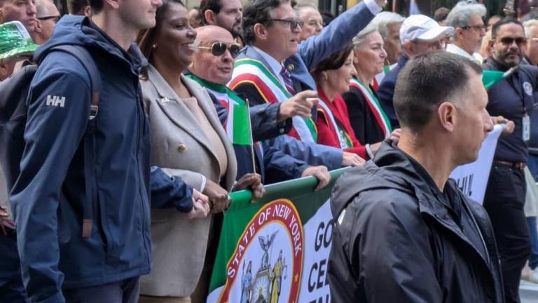 Attorney General Letitia James, Governor Kathy Hochul and others at the Columbus Day Parade, October 14, 2024.