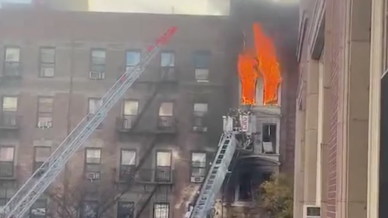 A six-alarm blaze tore through 528 W. 145th St. on Friday, Nov. 1, leading to nine injuries. One firefighter fell backwards down a 40 ft shaft, leaving him in “serious” yet stable condition.