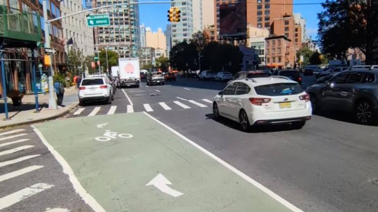 Church Street / 6th Avenue bike lane currently ends here, at Lispenard St. October 10, 2024.