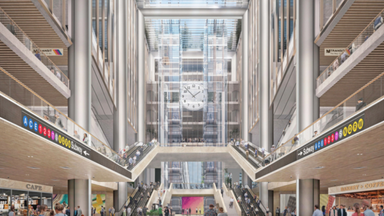 A rendering of the atrium that would be the centerpiece of a $10 billion Port Authority Bus Terminal overhaul. The NY City Council unanimously approved the project on Nov. 21.